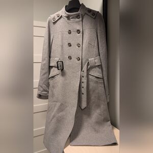 French Connection Military Gray Double-Breasted Coat